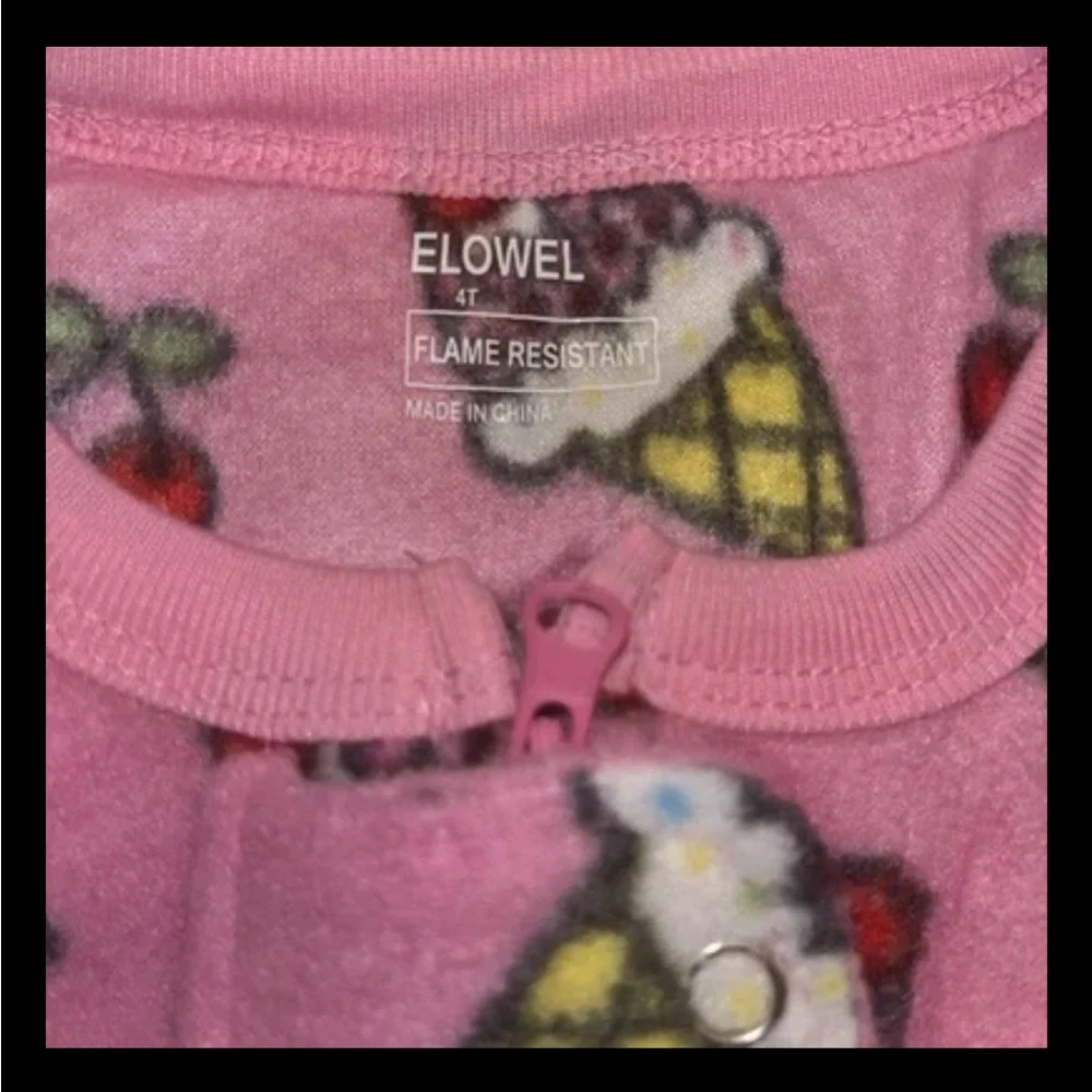 Elowel fluffy pajama pants Baby Girls Footed Icecream Pajama Sleeper Fleece 4T